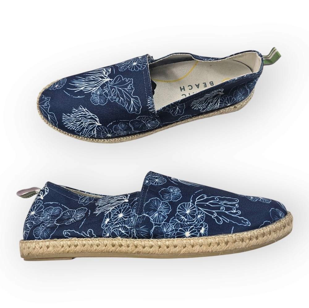 Navy Floral Espadrille Slip-On Women's Shoes 8